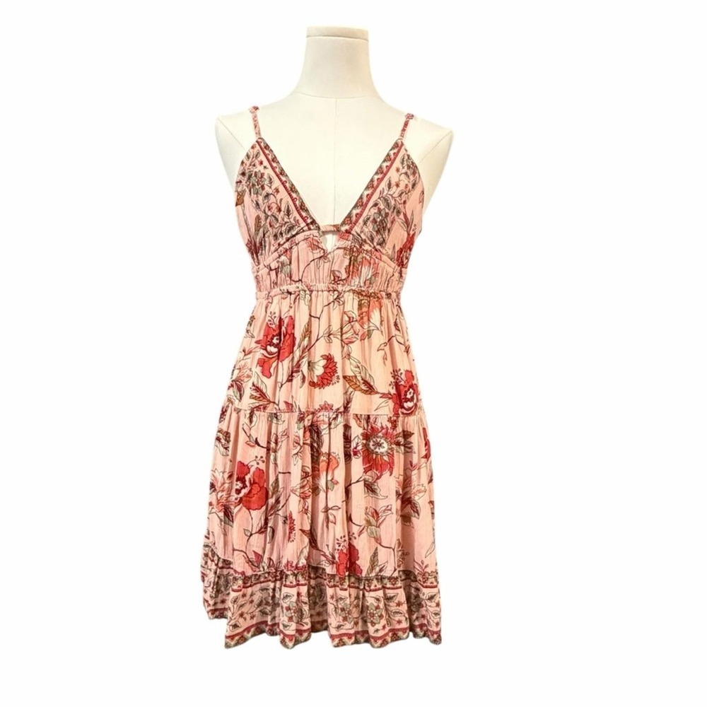 Angie Pink Floral Mini Dress with Red & Green Accents - Picture 3 of 12